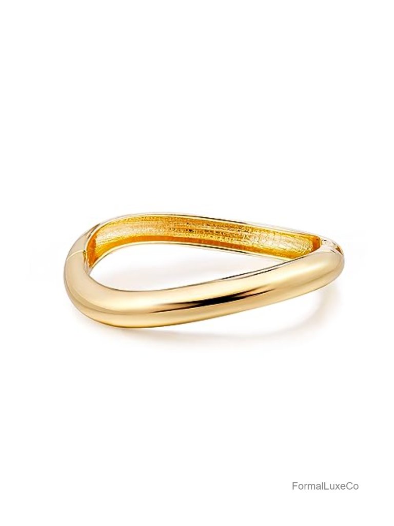 Gold Plated Hinged Cuff Bangle Bracelet Wide Chunky Open Bangle For Women